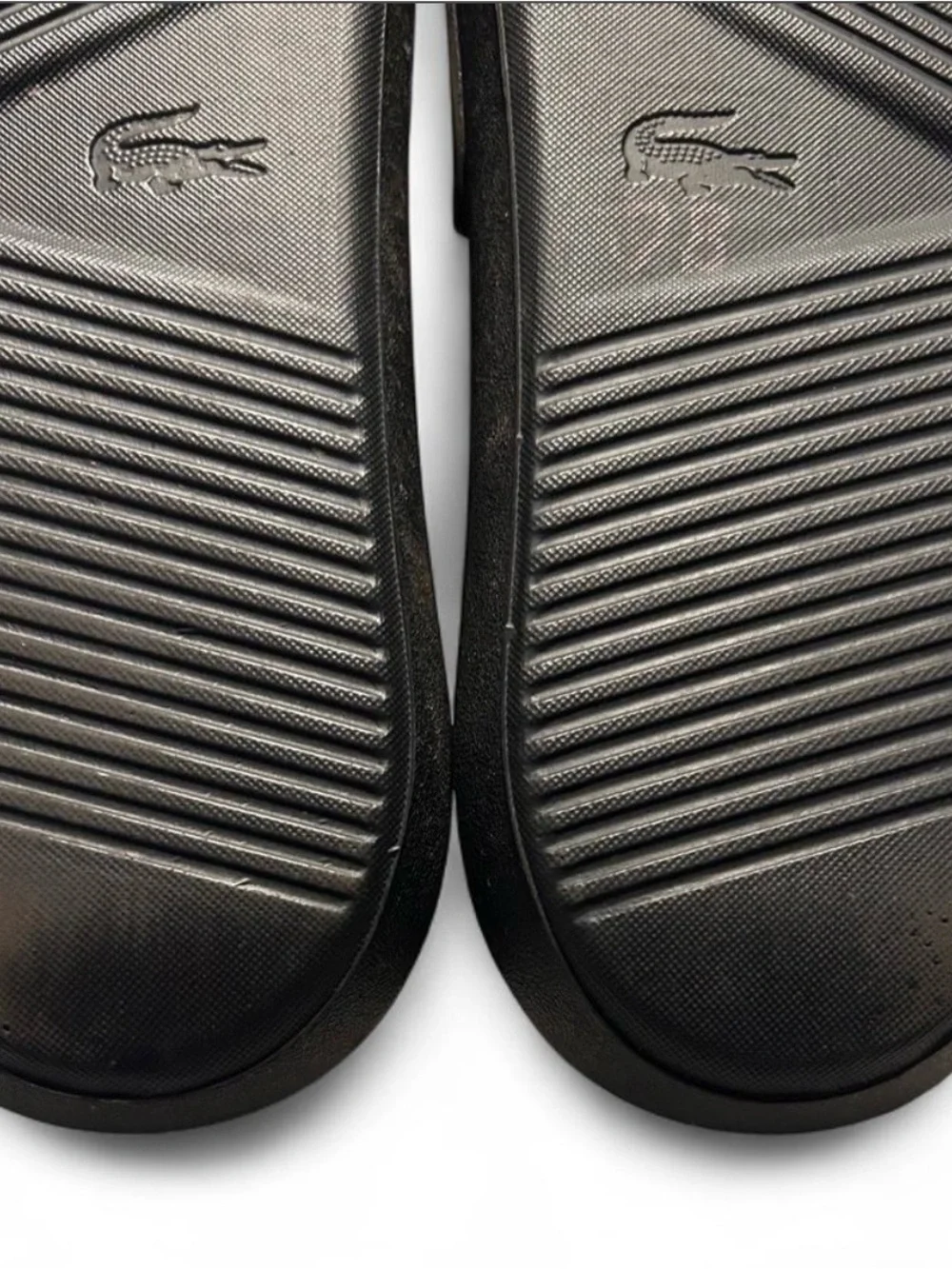 Lacoste Men’s Black Slide Sandals with Croc Logo